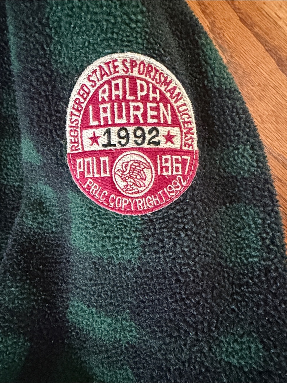 RalphLaurenUnisexSoftBrushedFleeceRegisteredStateSportmanLicenseBlackWatchPlaidM